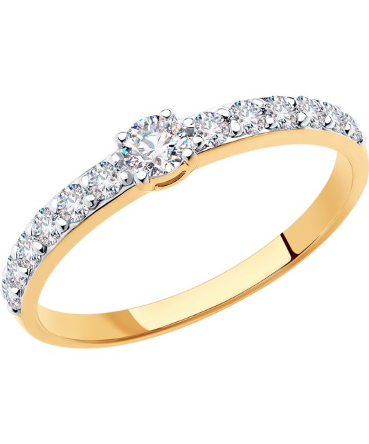 Auksinis žiedas su kristalais - Auksiniai žiedai - Goldinga