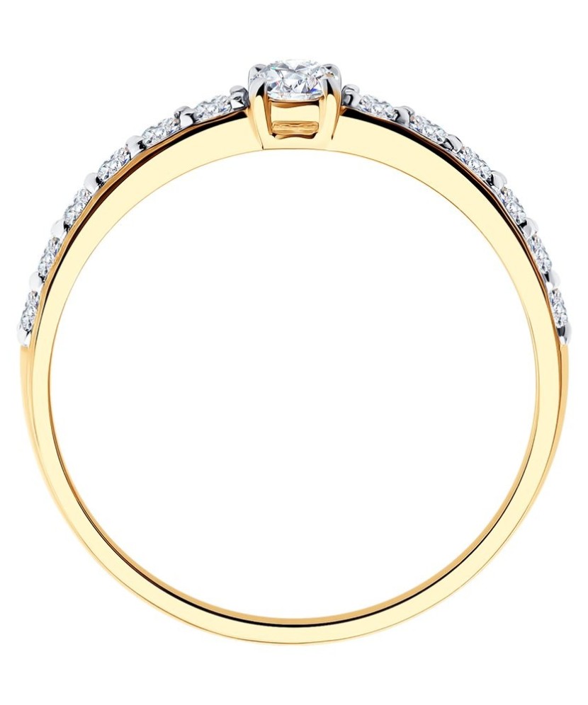 Auksinis žiedas su kristalais - Auksiniai žiedai - Goldinga