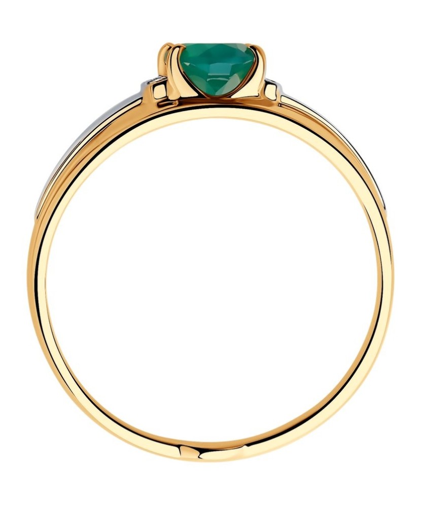 Auksinis žiedas su agatu ir cirkoniais - Auksiniai žiedai - Goldinga