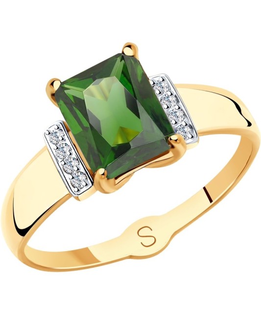 Auksinis žiedas su sitalu ir cirkoniais - Auksiniai žiedai - Goldinga