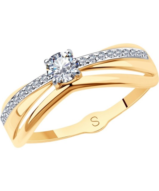 Auksinis žiedas su cirkoniais - Auksiniai žiedai - Goldinga