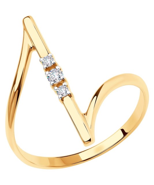 Auksinis žiedas su cirkoniais - Auksiniai žiedai - Goldinga