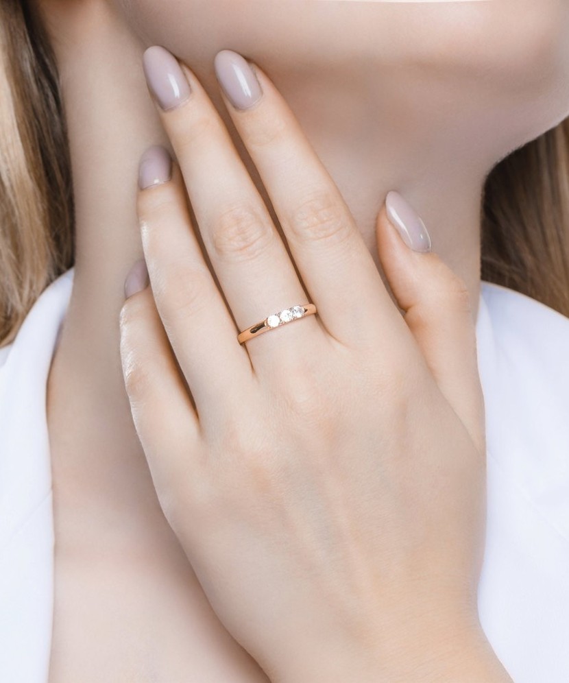 Auksinis žiedas su kristalais - Auksiniai žiedai - Goldinga