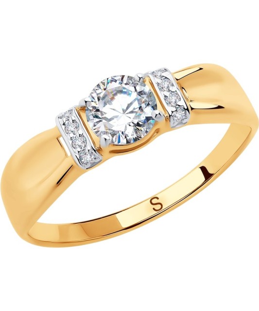 Auksinis žiedas su cirkoniais - Auksiniai žiedai - Goldinga