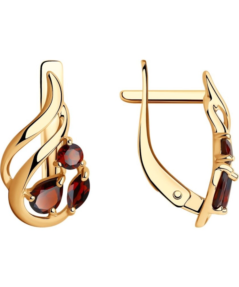 Auksiniai auskarai su granatais - Auksiniai auskarai - Goldinga