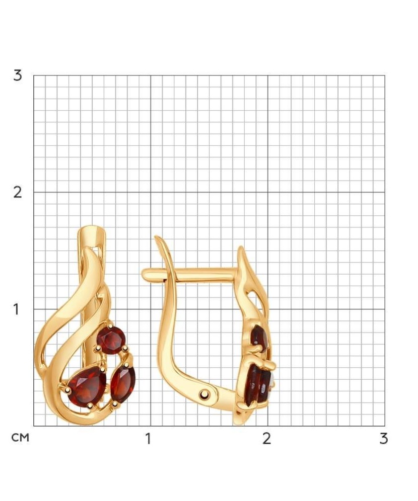 Auksiniai auskarai su granatais - Auksiniai auskarai - Goldinga