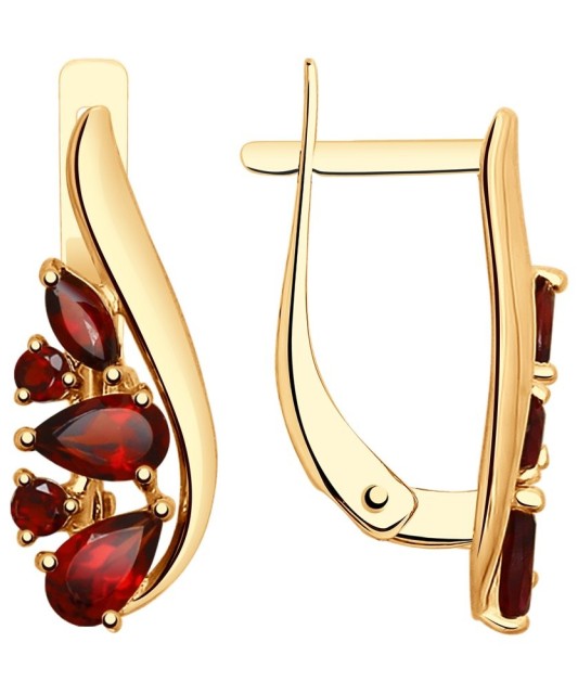 Auksiniai auskarai su granatais - Auksiniai auskarai - Goldinga