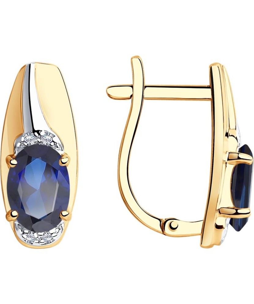 Auksiniai auskarai su korundu ir cirkoniais - Auksiniai auskarai - Goldinga