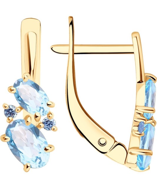 Auksiniai auskarai su topazais ir cirkoniais - Auksiniai auskarai - Goldinga