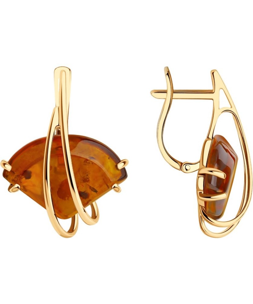 Auksiniai auskarai su gintaru - Auksiniai auskarai - Goldinga