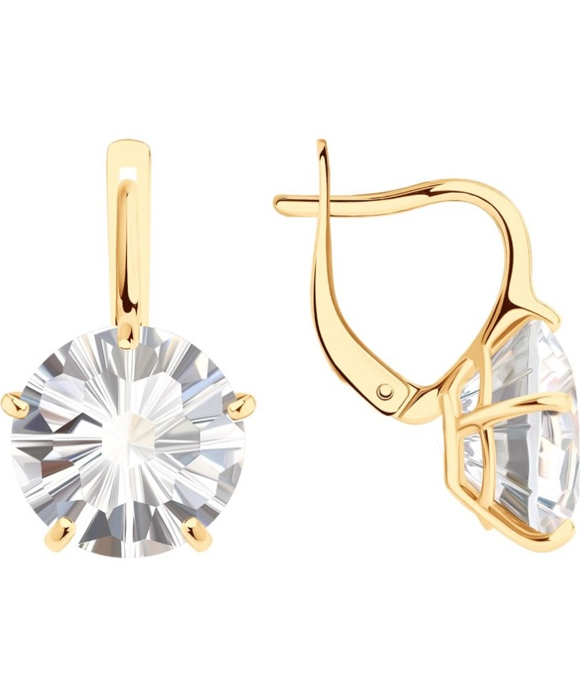 Auksiniai auskarai su kalnų krištolu - Auksiniai auskarai - Goldinga