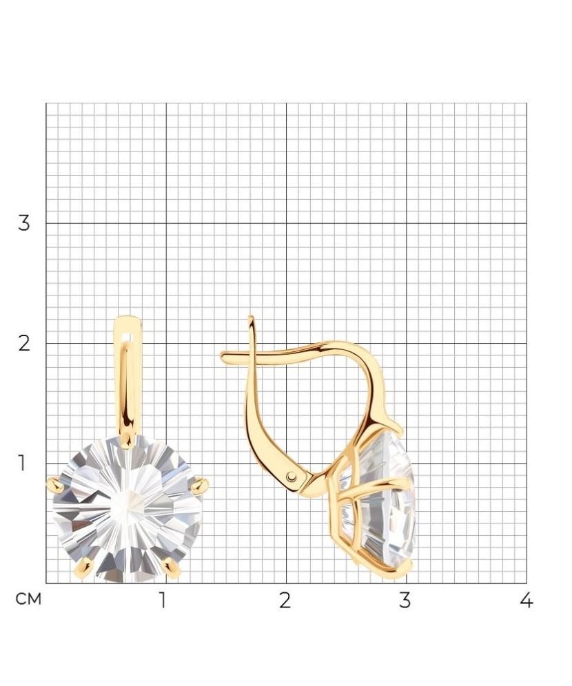 Auksiniai auskarai su kalnų krištolu - Auksiniai auskarai - Goldinga