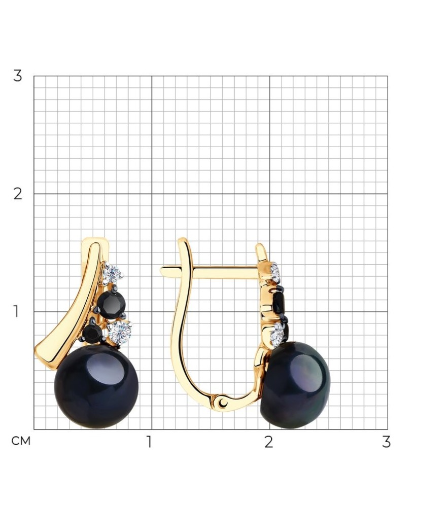 Auksiniai auskarai su perlu ir cirkoniu - Auksiniai auskarai - Goldinga