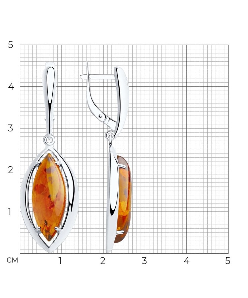Sidabriniai auskarai su gintaru - Sidabriniai auskarai - Goldinga