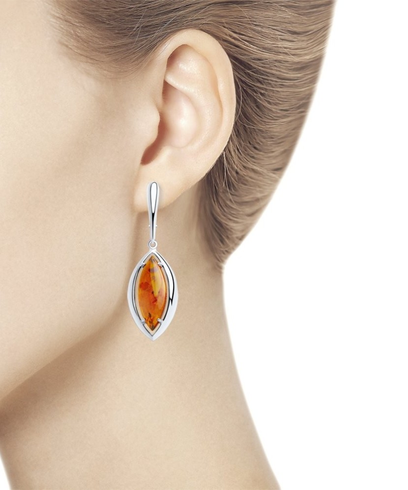 Sidabriniai auskarai su gintaru - Sidabriniai auskarai - Goldinga