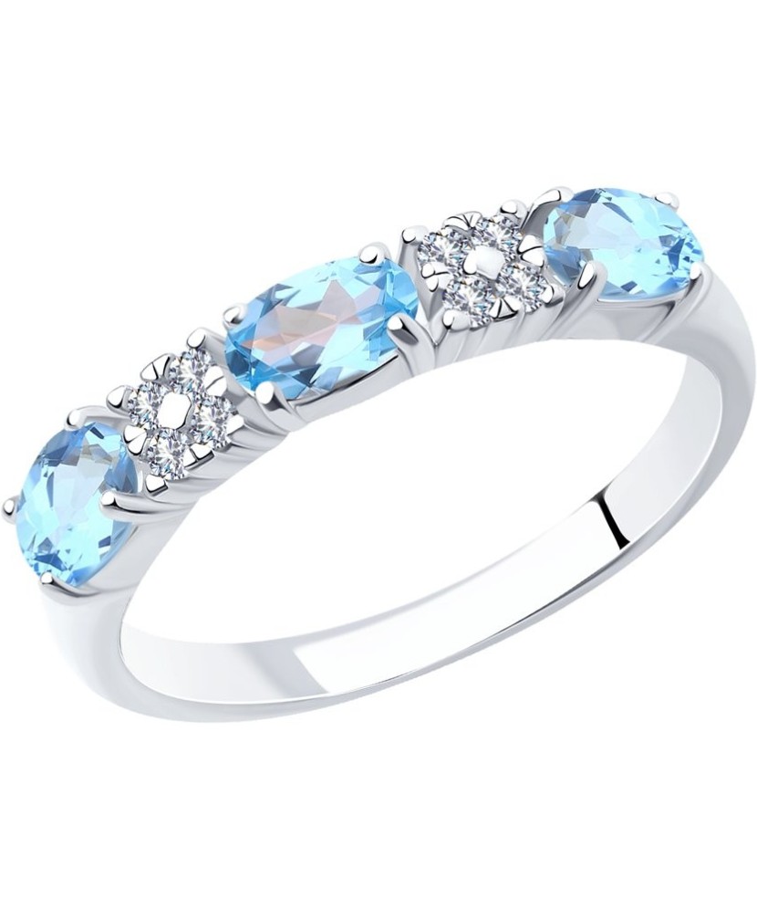 Sidabrinis žiedas su Topazais ir cirkoniais - Sidabriniai žiedai - Goldinga