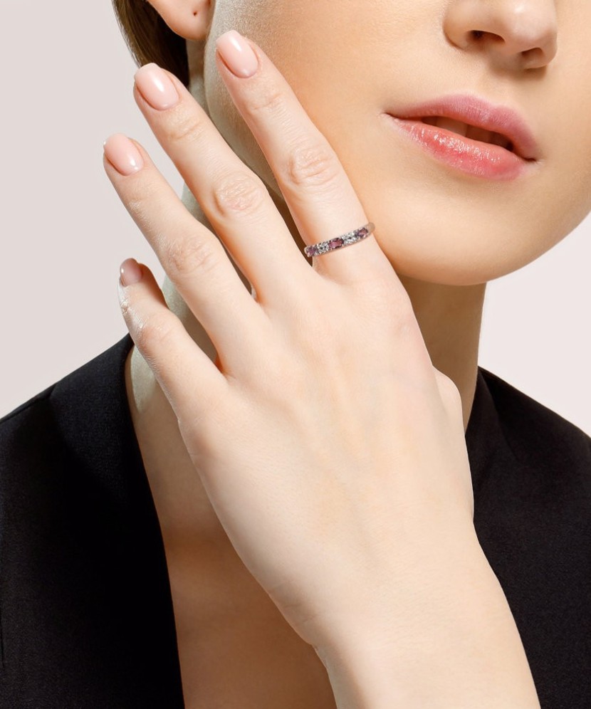 Sidabrinis žiedas su ametistais ir cirkoniais - Sidabriniai žiedai - Goldinga