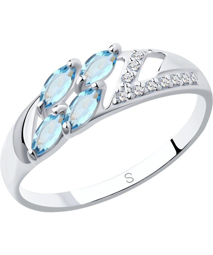 Sidabrinis žiedas su Topazais ir cirkoniais - Sidabriniai žiedai - Goldinga