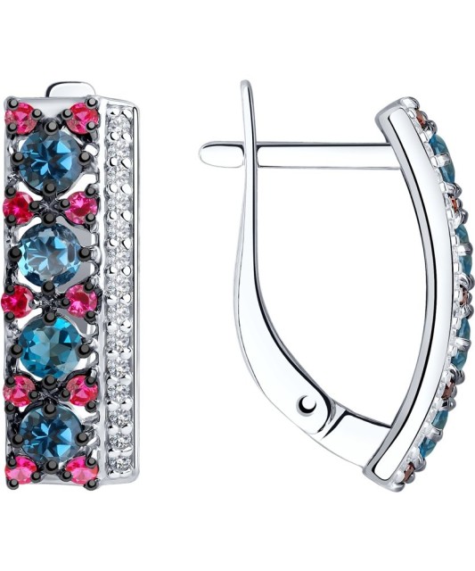 Sidabriniai auskarai su kondurais ir topazais - Sidabriniai auskarai - Goldinga