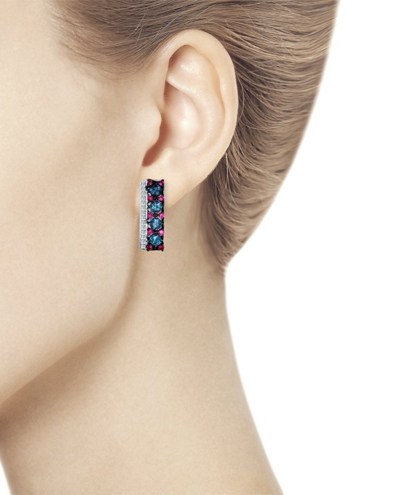 Sidabriniai auskarai su kondurais ir topazais - Sidabriniai auskarai - Goldinga