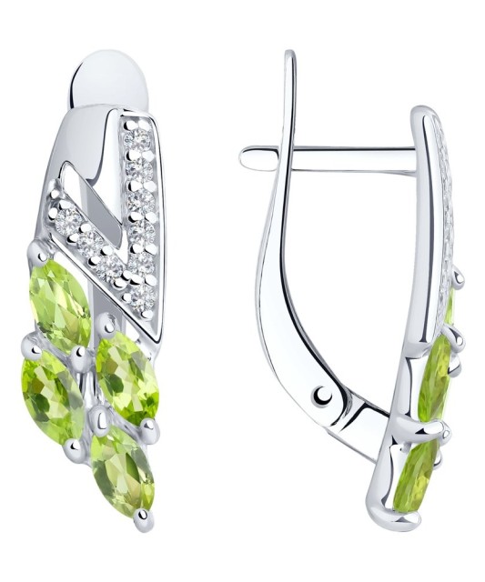 Sidabriniai auskarai su Chrizolitais ir cirkoniais - Sidabriniai auskarai - Goldinga