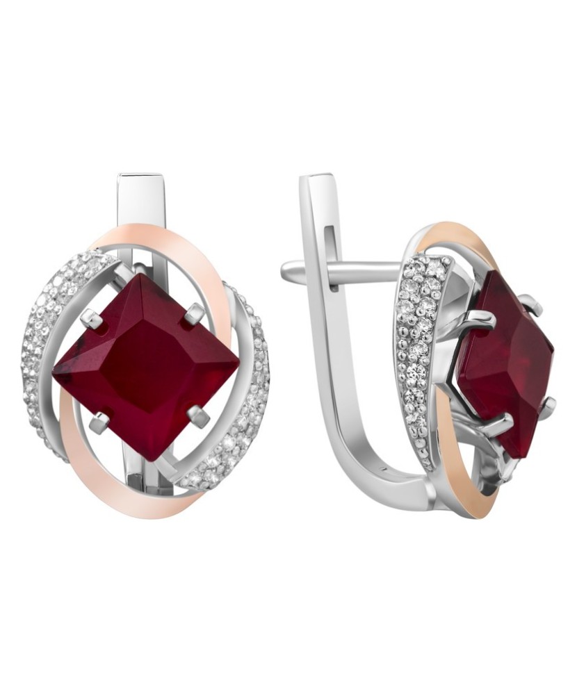 Sidabriniai auskarai dengti auksu su cirkoniais - Sidabriniai auskarai - Goldinga