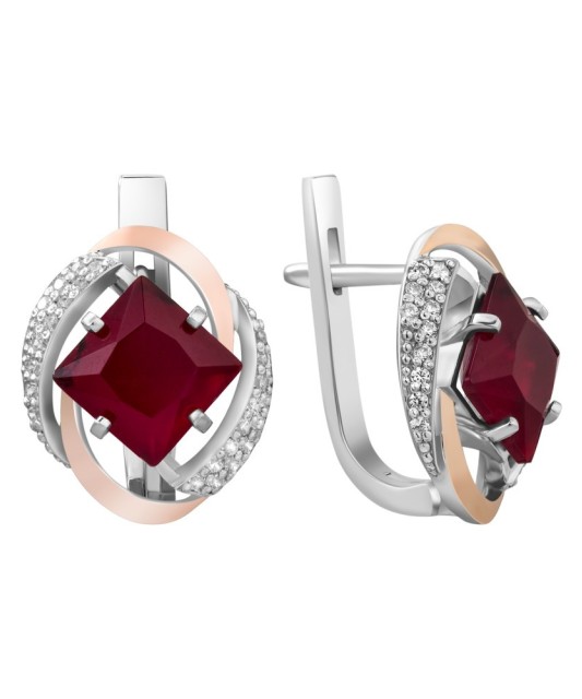 Sidabriniai auskarai dengti auksu su cirkoniais - Sidabriniai auskarai - Goldinga