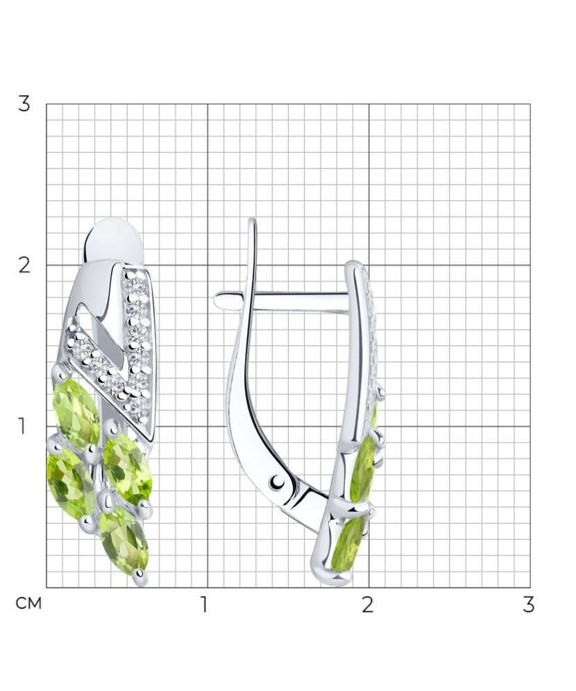 Sidabriniai auskarai su Chrizolitais ir cirkoniais - Sidabriniai auskarai - Goldinga