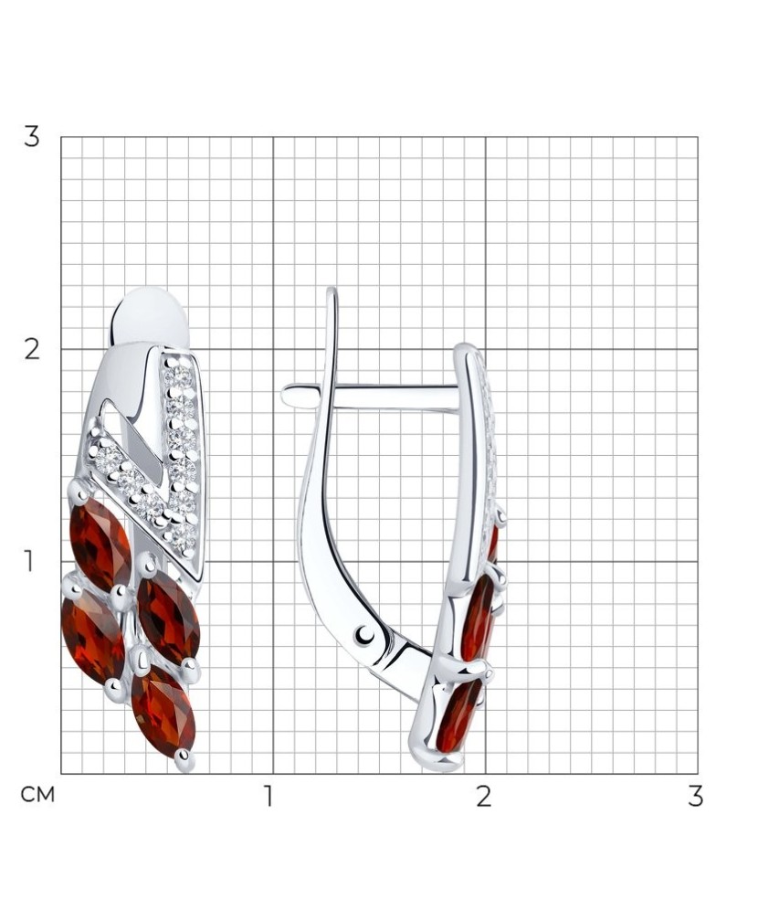 Sidabriniai auskarai su granatais ir cirkoniais - Sidabriniai auskarai - Goldinga