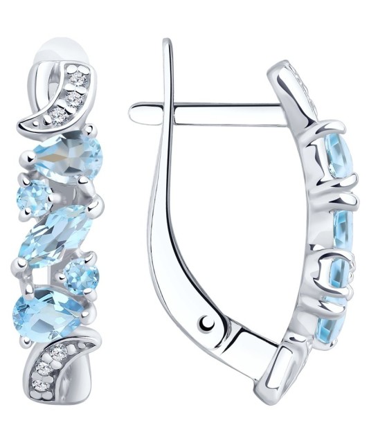 Sidabriniai auskarai su Topazais ir cirkoniais - Sidabriniai auskarai - Goldinga