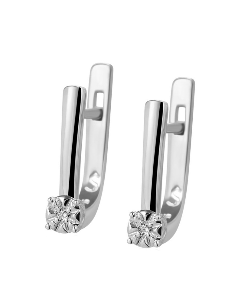 Sidabriniai auskarai su deimantais - Sidabriniai auskarai su brangakmeniais - Goldinga