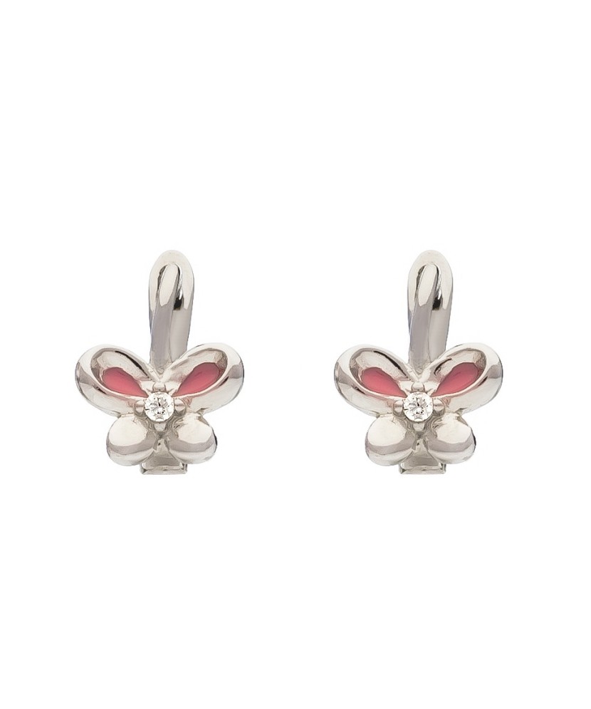 Sidabriniai auskarai su cirkoniais ir emale "Drugeliai" - Sidabriniai auskarai - Goldinga