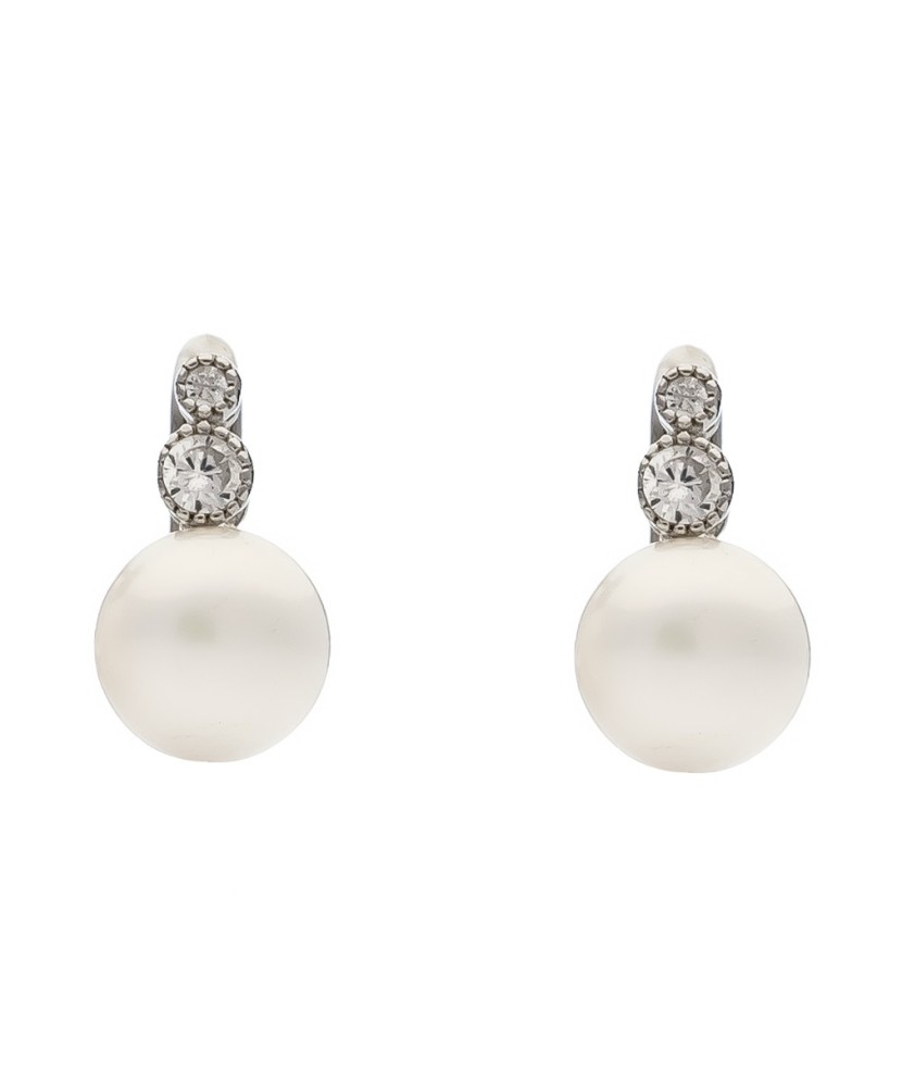 Sidabriniai auskarai su cirkoniais ir perlais - Sidabriniai auskarai - Goldinga