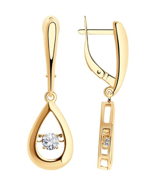 Paauksuoti sidabriniai auskarai su cirkoniu - Sidabriniai auskarai - Goldinga