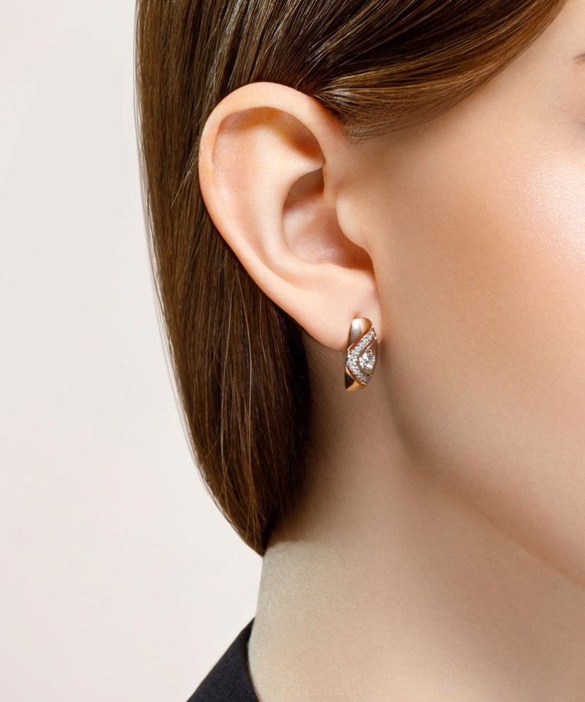 Paauksuoti sidabriniai auskarai su cirkoniais - Sidabriniai auskarai - Goldinga