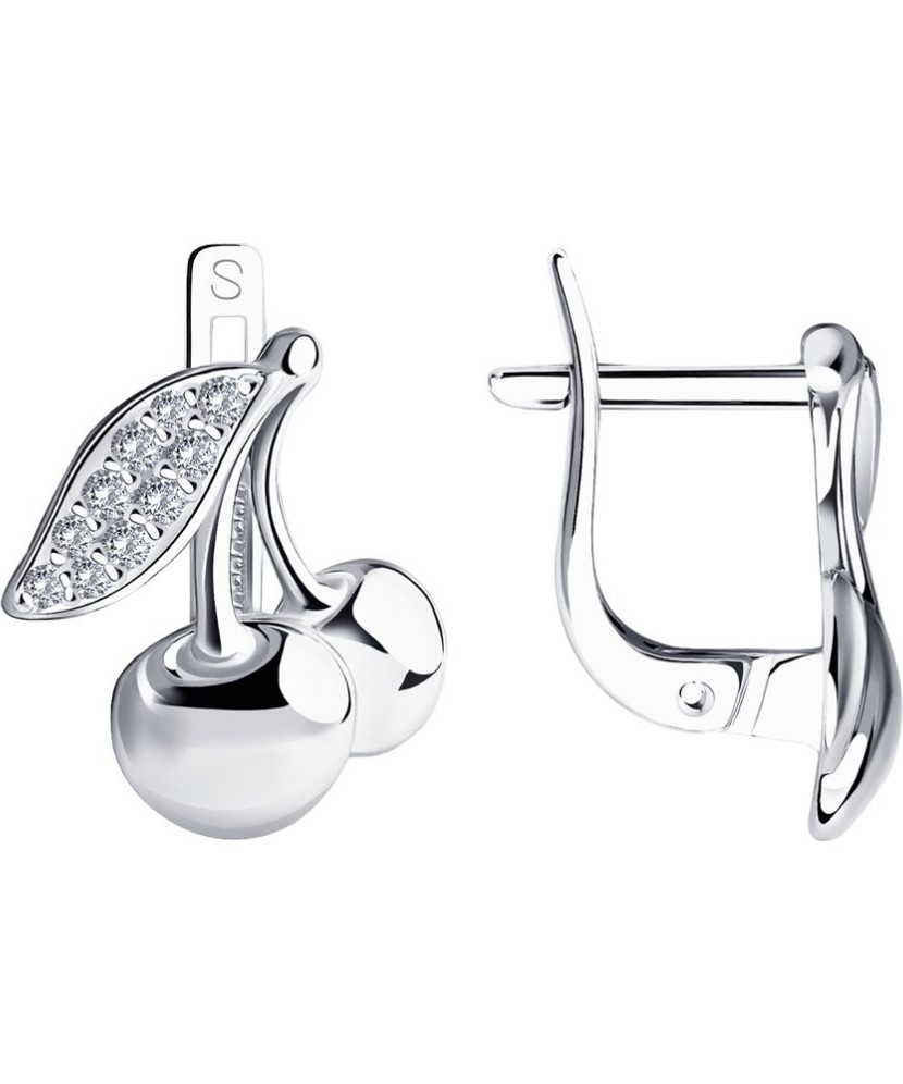 Sidabriniai auskarai su cirkoniais "vyšnia" - Sidabriniai auskarai - Goldinga