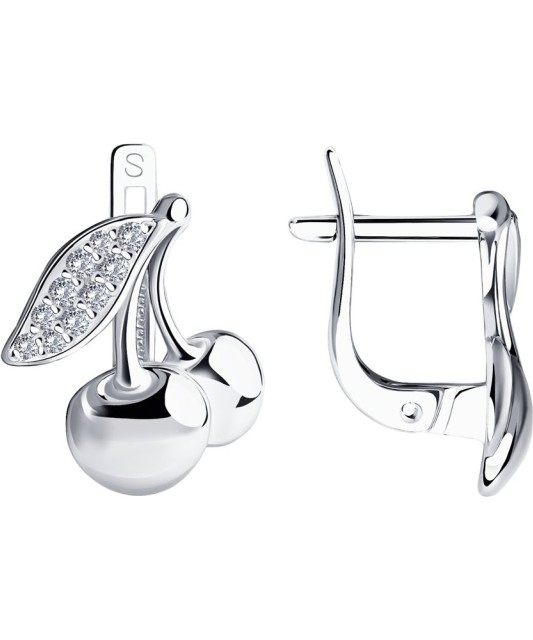 Sidabriniai auskarai su cirkoniais "vyšnia" - Sidabriniai auskarai - Goldinga