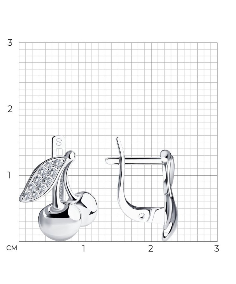 Sidabriniai auskarai su cirkoniais "vyšnia" - Sidabriniai auskarai - Goldinga