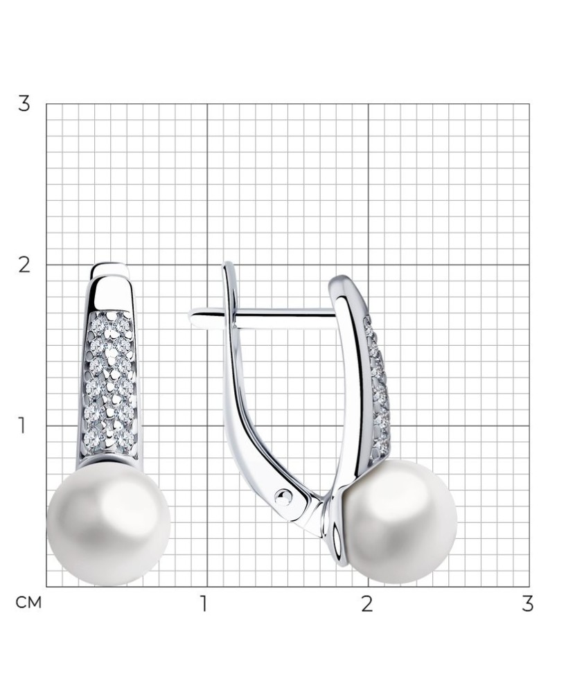 Sidabriniai auskarai su perlu ir cirkoniais - Sidabriniai auskarai - Goldinga