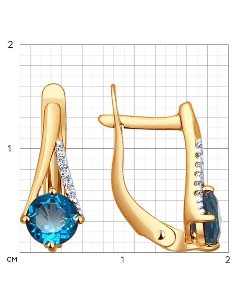 Auksiniai auskarai su topazu ir cirkoniais - Auksiniai auskarai - Goldinga