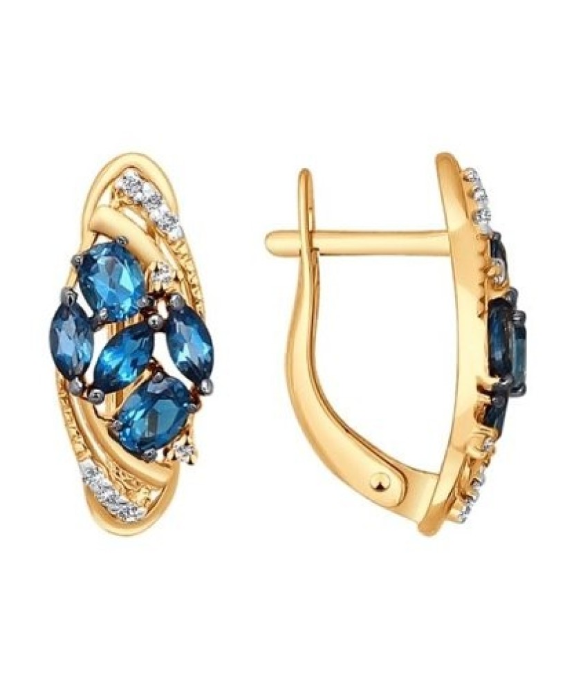 Auksiniai auskarai su topazais ir cirkoniais - Auksiniai auskarai - Goldinga