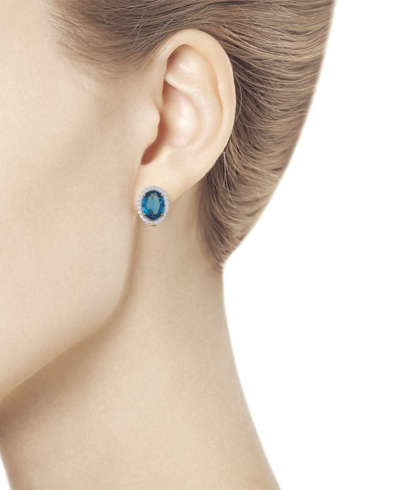 Auksiniai auskarai su topazu ir cirkoniais - Auksiniai auskarai - Goldinga