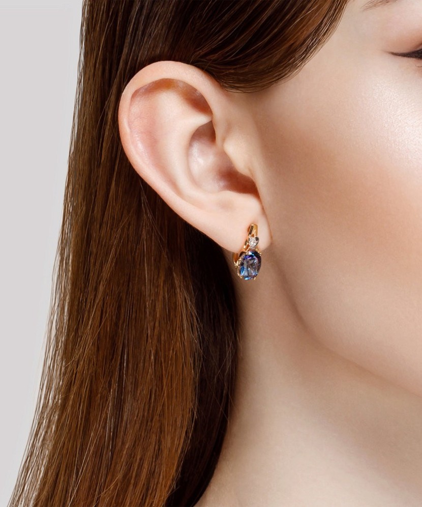 Auksiniai auskarai su topazu ir cirkoniu - Auksiniai auskarai - Goldinga