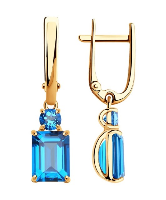 Auksiniai auskarai su topazais - Auksiniai auskarai - Goldinga