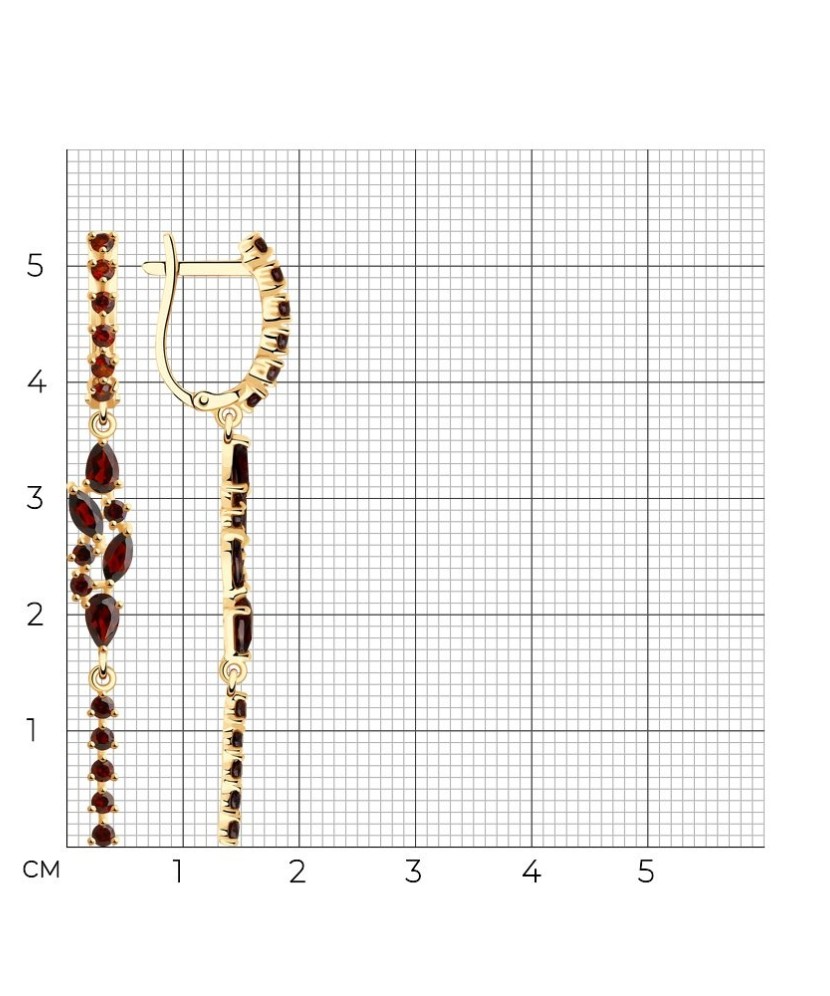 Auksiniai auskarai su granatais - Auksiniai auskarai - Goldinga