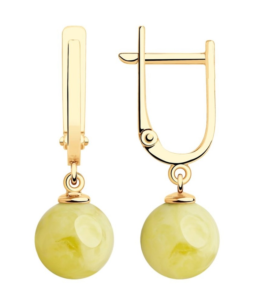 Auksiniai auskarai su gintaru - Auksiniai auskarai - Goldinga