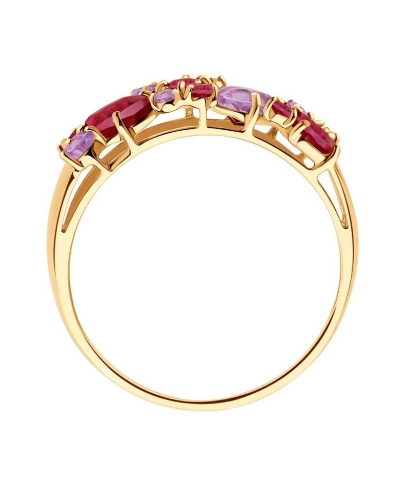 Auksinis žiedas su ametistais - Auksiniai žiedai - Goldinga