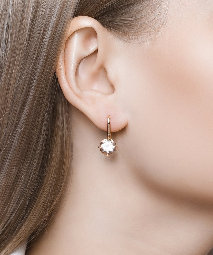 Auksiniai auskarai su kristalu - Auksiniai auskarai - Goldinga