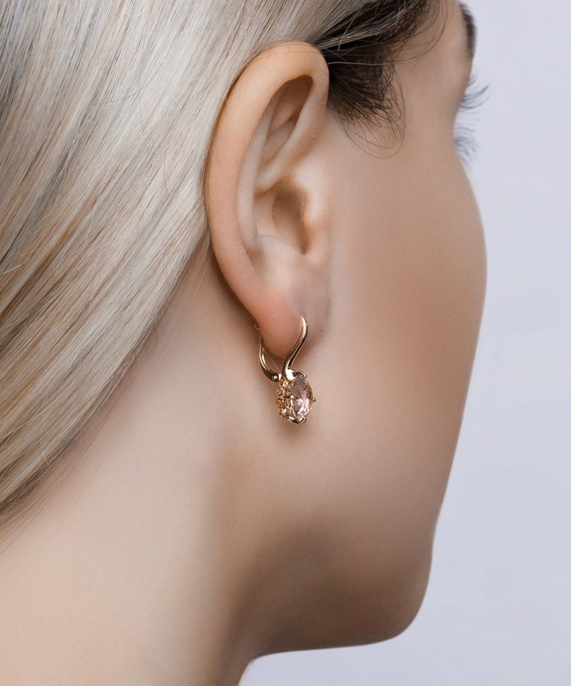 Auksiniai auskarai su kristalu - Auksiniai auskarai - Goldinga