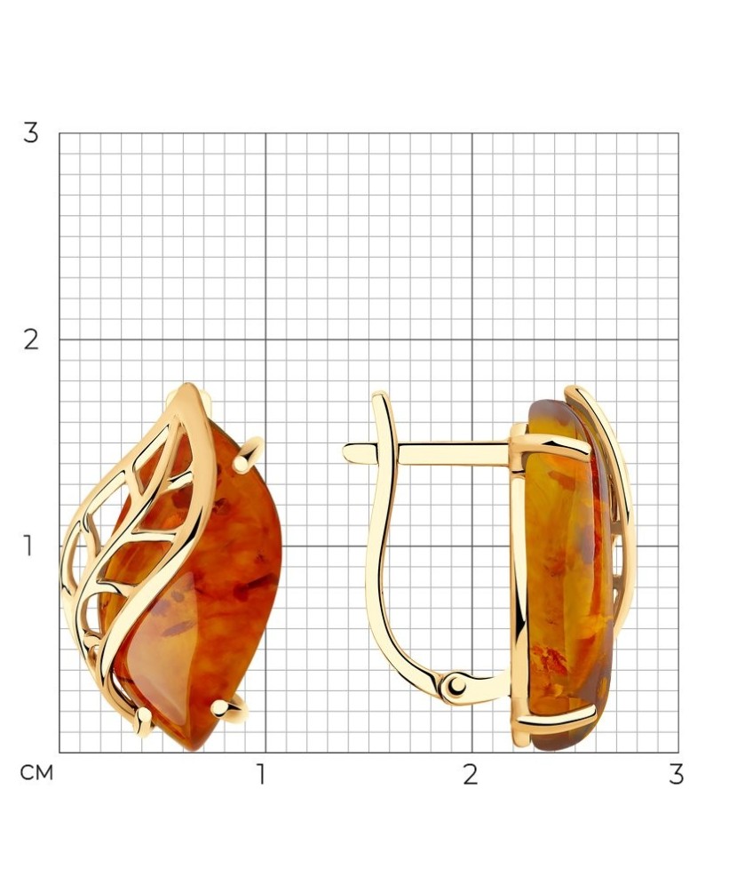 Auksiniai auskarai su gintaru - Auksiniai auskarai - Goldinga